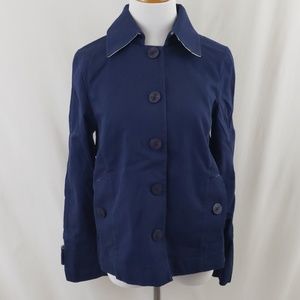 LL Bean Jacket Nautical Lightweight Jacket Navy Blue size Small Preppy Classic